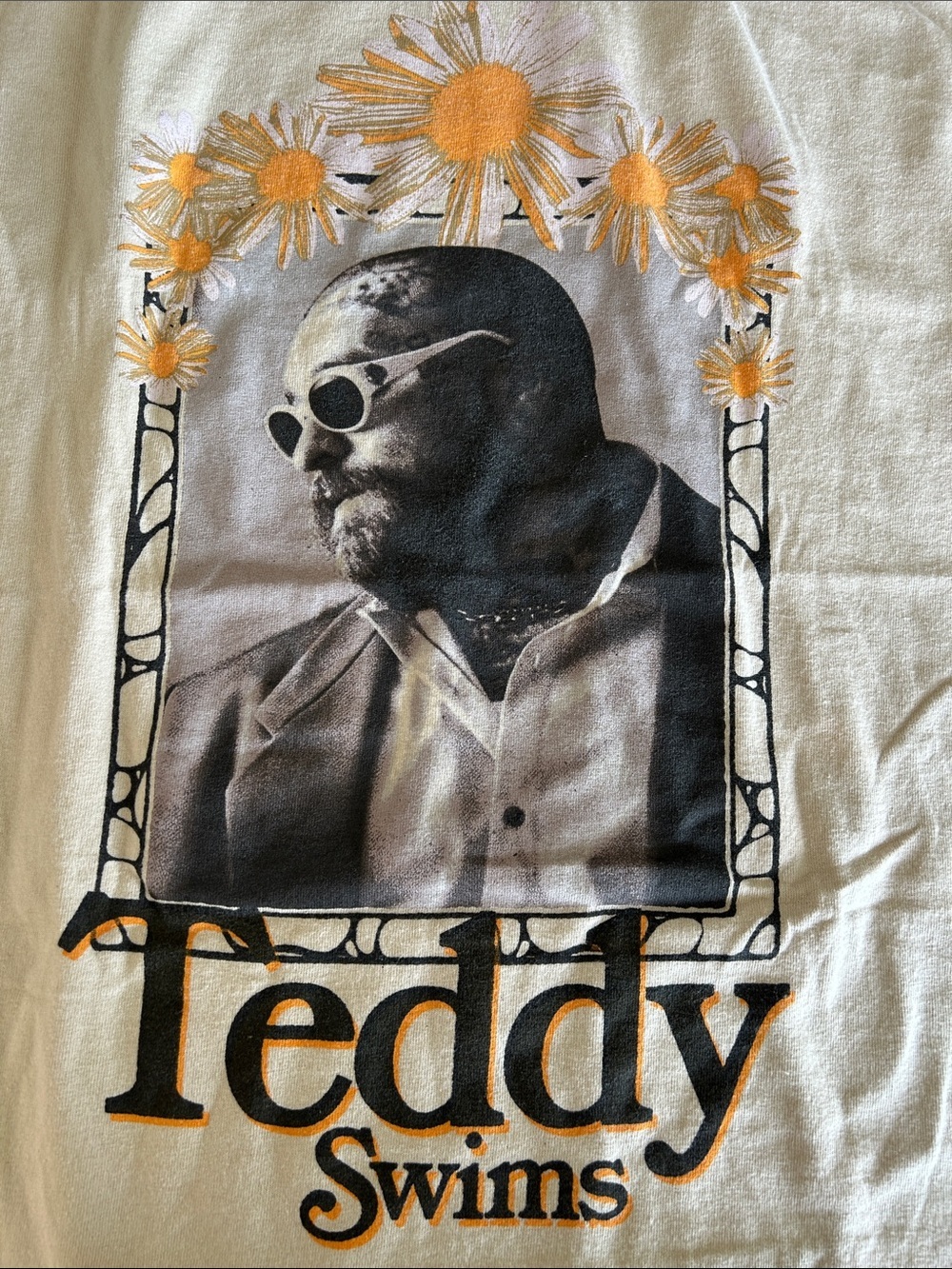 Graphic Short Sleeve Tee - Cream with Orange Accents - Picture 3 of 5
